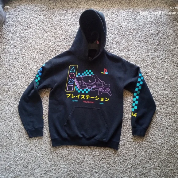 Sony PlayStation Women's Japan 1994 Hoodie Pull Over Black Size Medium / Small - Picture 2 of 6